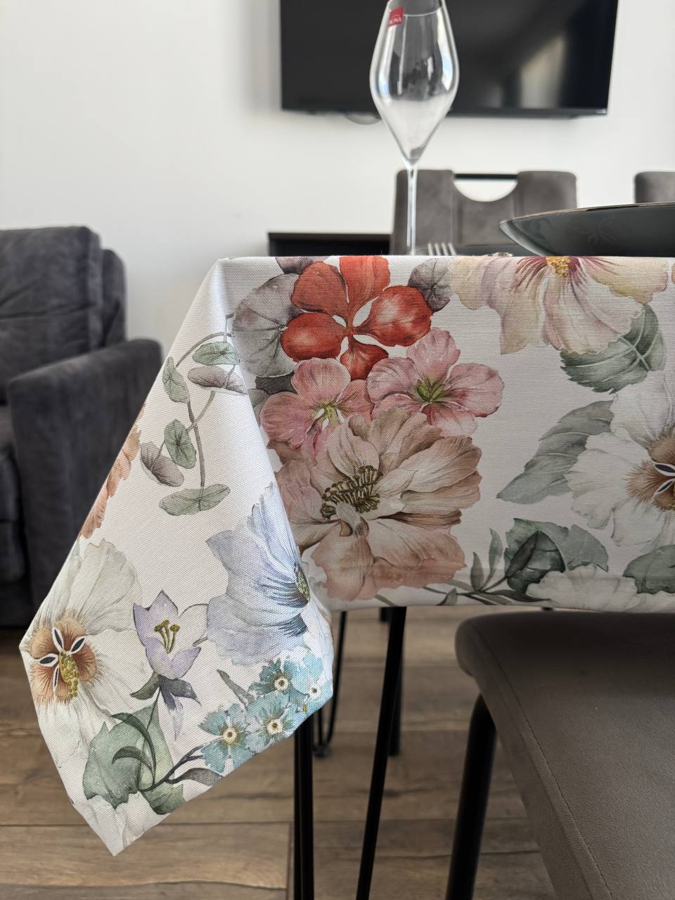 Linen waterproof tablecloth with Teflon, Geometry collection,  luxury quality (custom or standard size)
