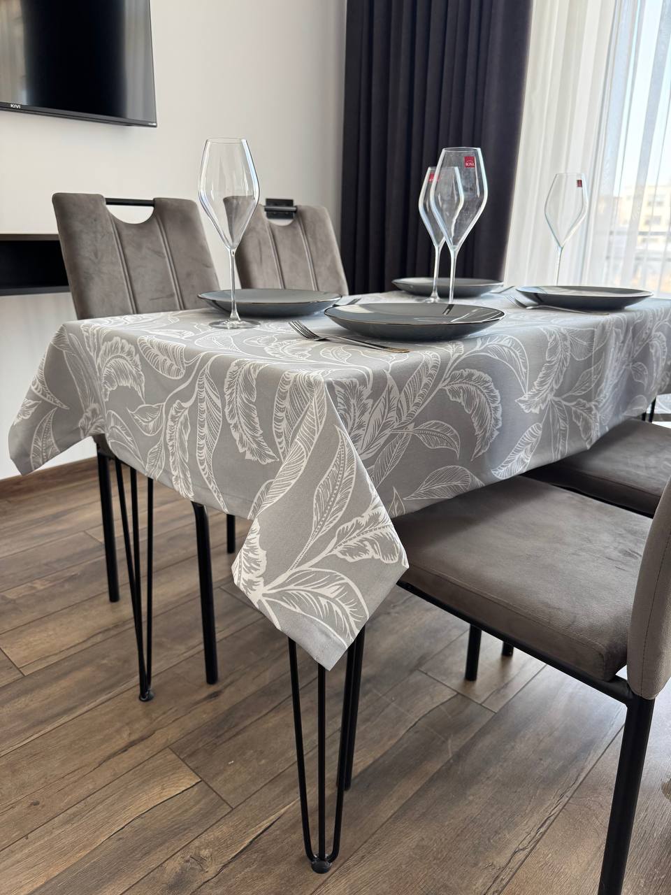 Linen waterproof tablecloth with Teflon, Geometry collection,  luxury quality (custom or standard size)