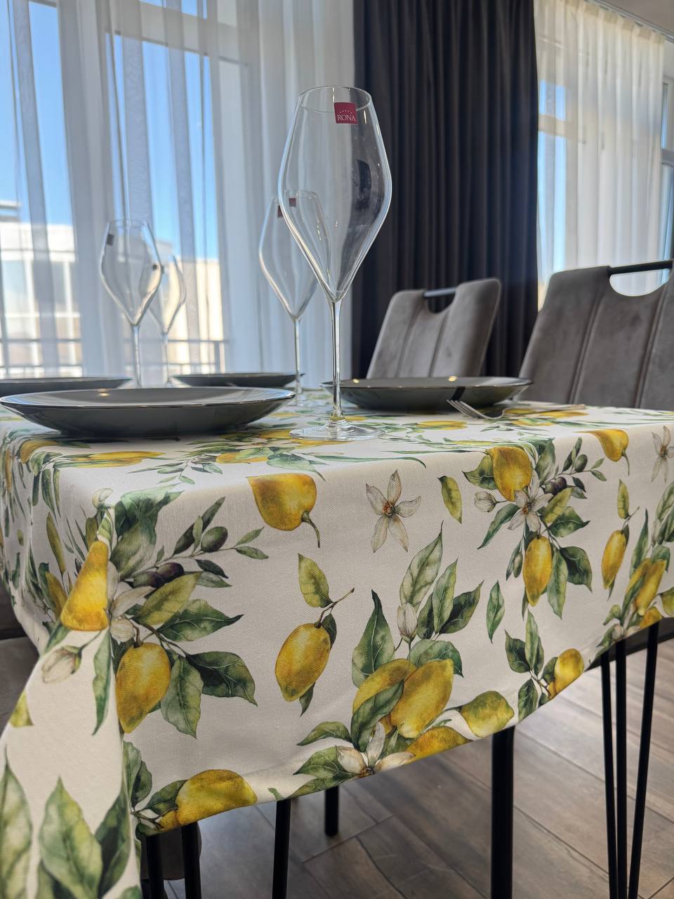 Linen waterproof tablecloth with Teflon, Geometry collection,  luxury quality (custom or standard size)