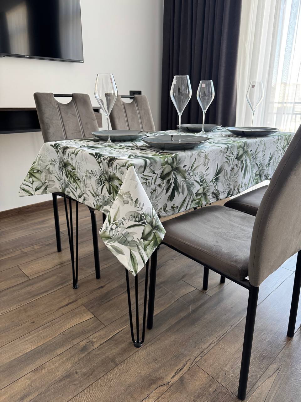 Linen waterproof tablecloth with Teflon, Geometry collection,  luxury quality (custom or standard size)