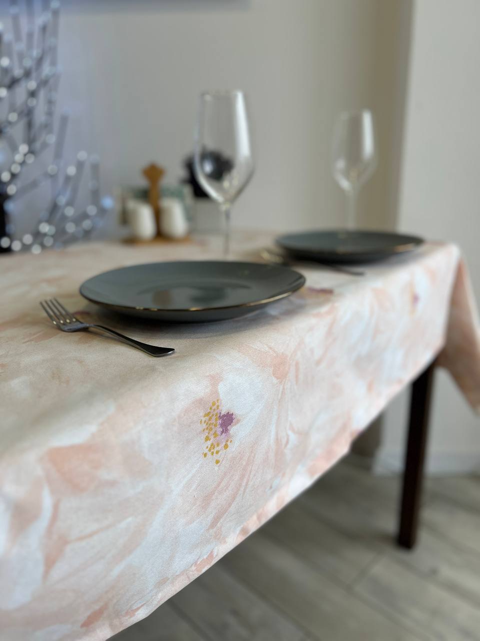 Linen waterproof tablecloth with Teflon, Geometry collection,  luxury quality (custom or standard size)