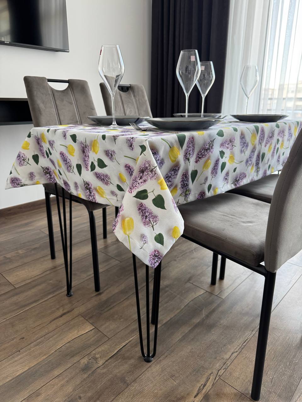 Linen waterproof tablecloth with Teflon, Geometry collection,  luxury quality (custom or standard size)