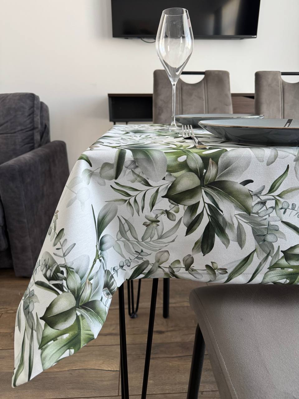 Linen waterproof tablecloth with Teflon, Geometry collection,  luxury quality (custom or standard size)