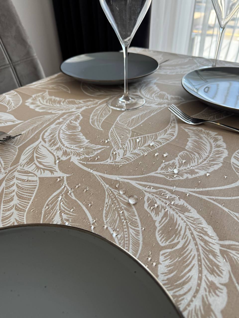 Linen waterproof tablecloth with Teflon, Geometry collection,  luxury quality (custom or standard size)
