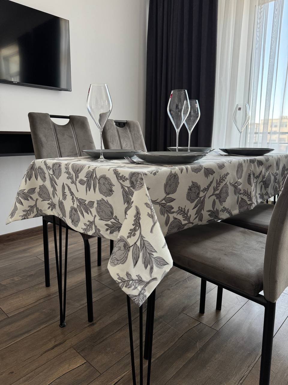 Linen waterproof tablecloth with Teflon, Geometry collection,  luxury quality (custom or standard size)