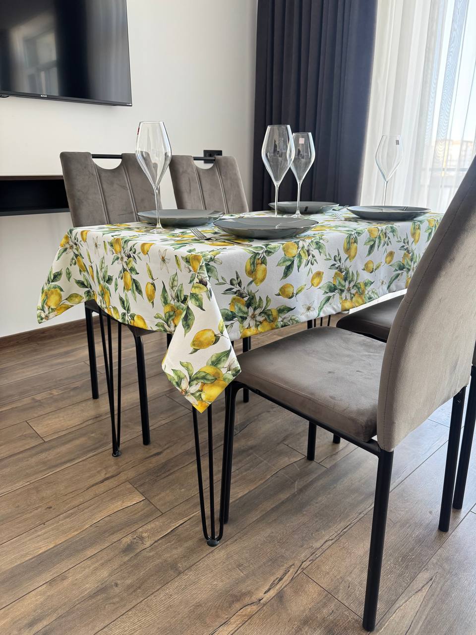 Linen waterproof tablecloth with Teflon, Geometry collection,  luxury quality (custom or standard size)