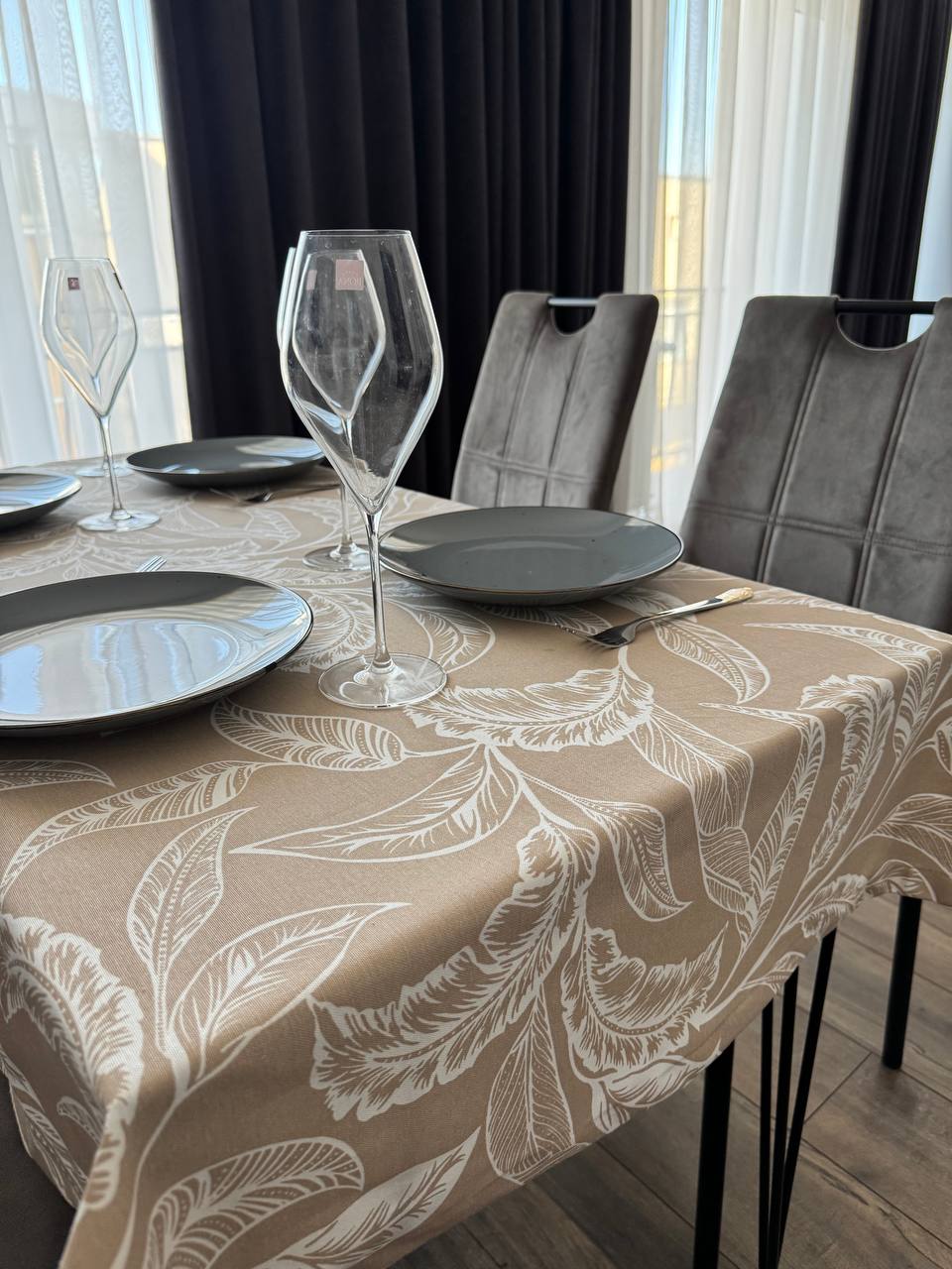 Linen waterproof tablecloth with Teflon, Geometry collection,  luxury quality (custom or standard size)