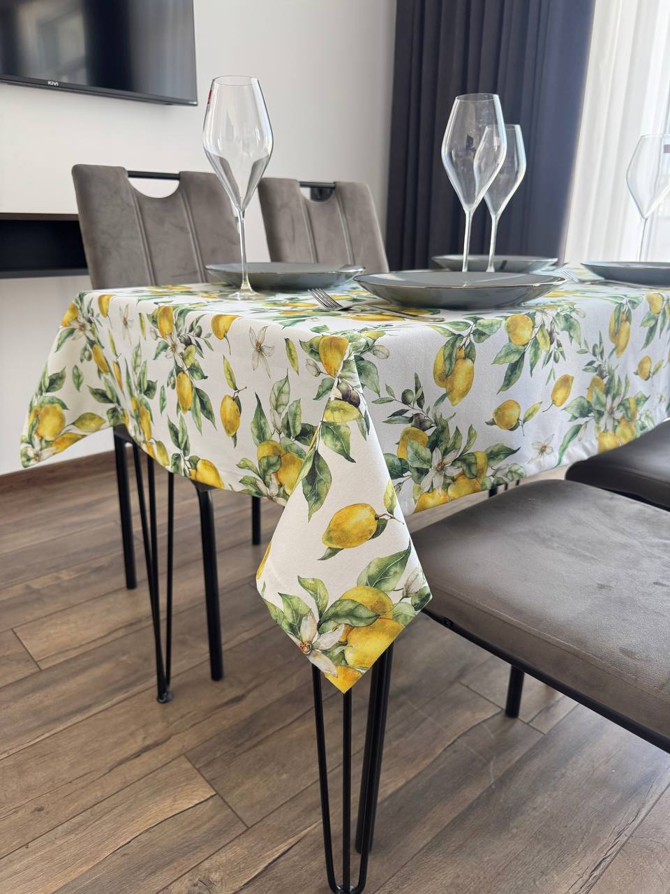 Linen waterproof tablecloth with Teflon, Geometry collection,  luxury quality (custom or standard size)