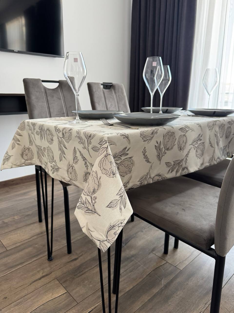 Linen waterproof tablecloth with Teflon, Geometry collection,  luxury quality (custom or standard size)
