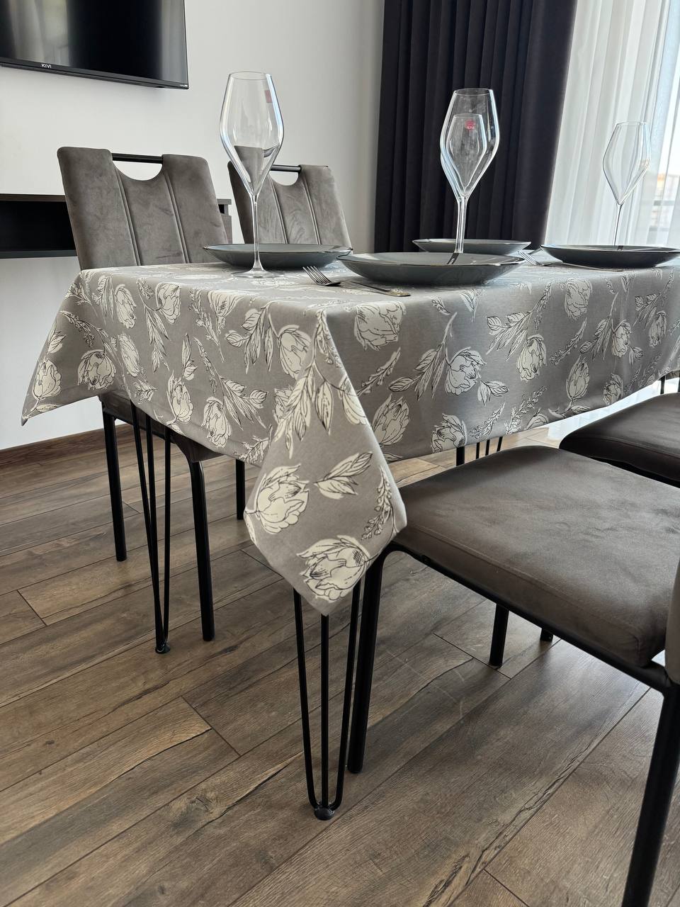 Linen waterproof tablecloth with Teflon, Geometry collection,  luxury quality (custom or standard size)
