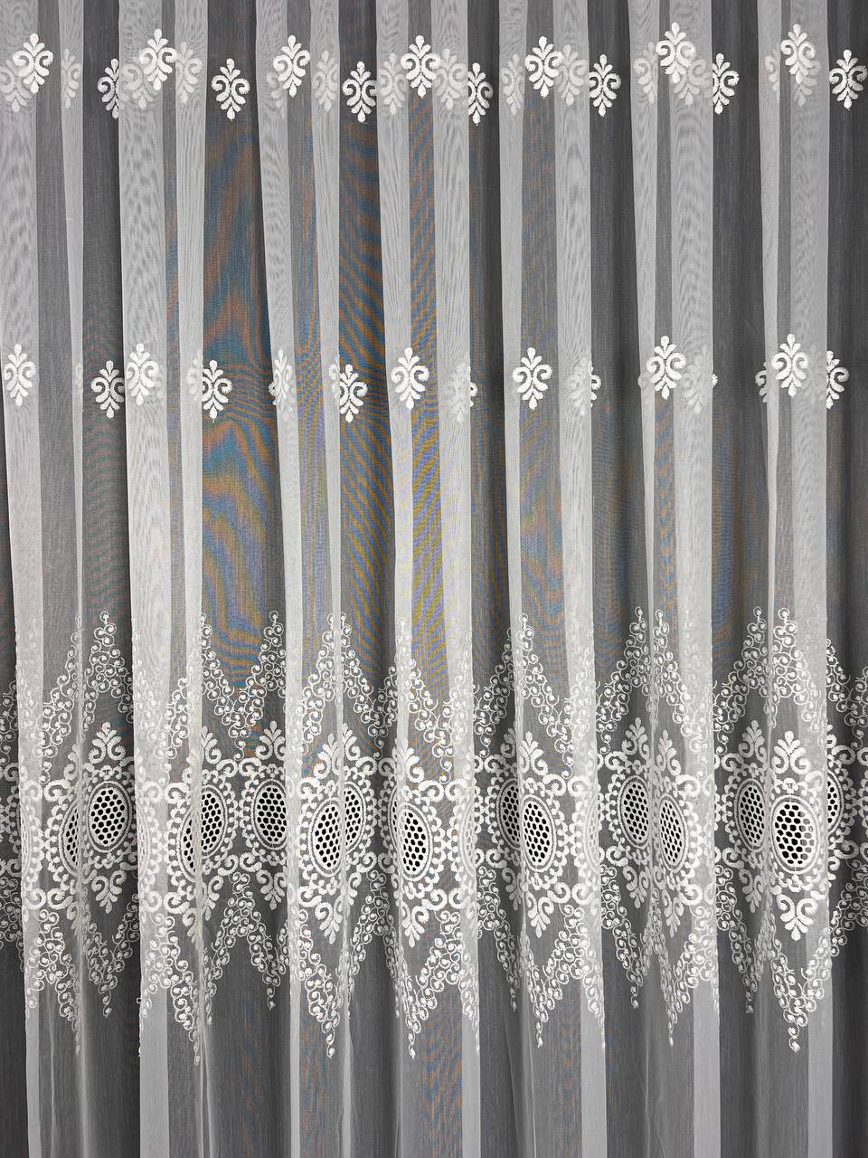 Sheer curtain with beautiful embroidery, milk color