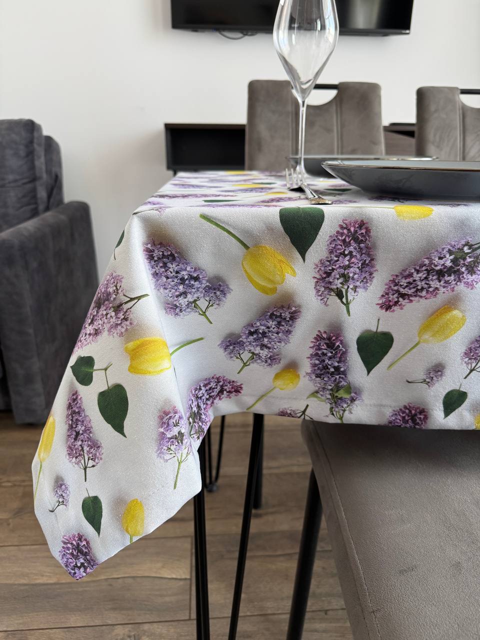 Linen waterproof tablecloth with Teflon, Geometry collection,  luxury quality (custom or standard size)