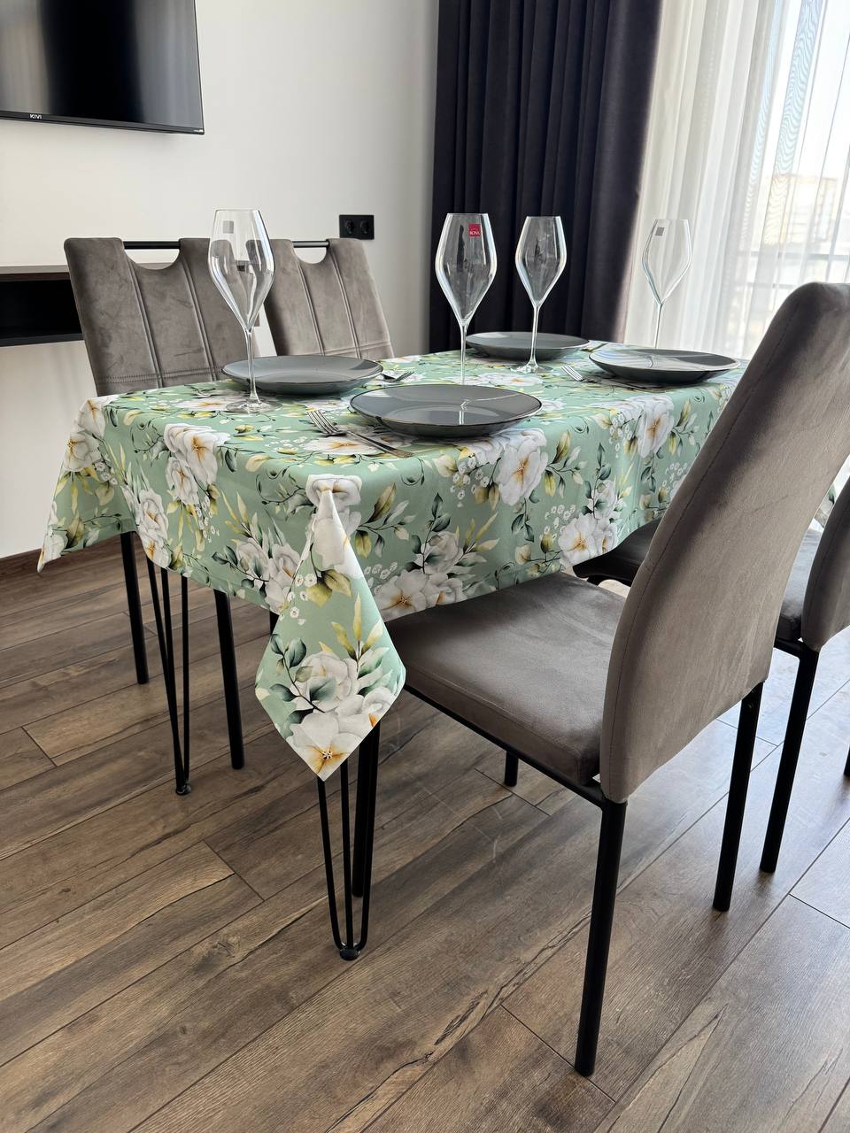 Linen waterproof tablecloth with Teflon, Geometry collection,  luxury quality (custom or standard size)