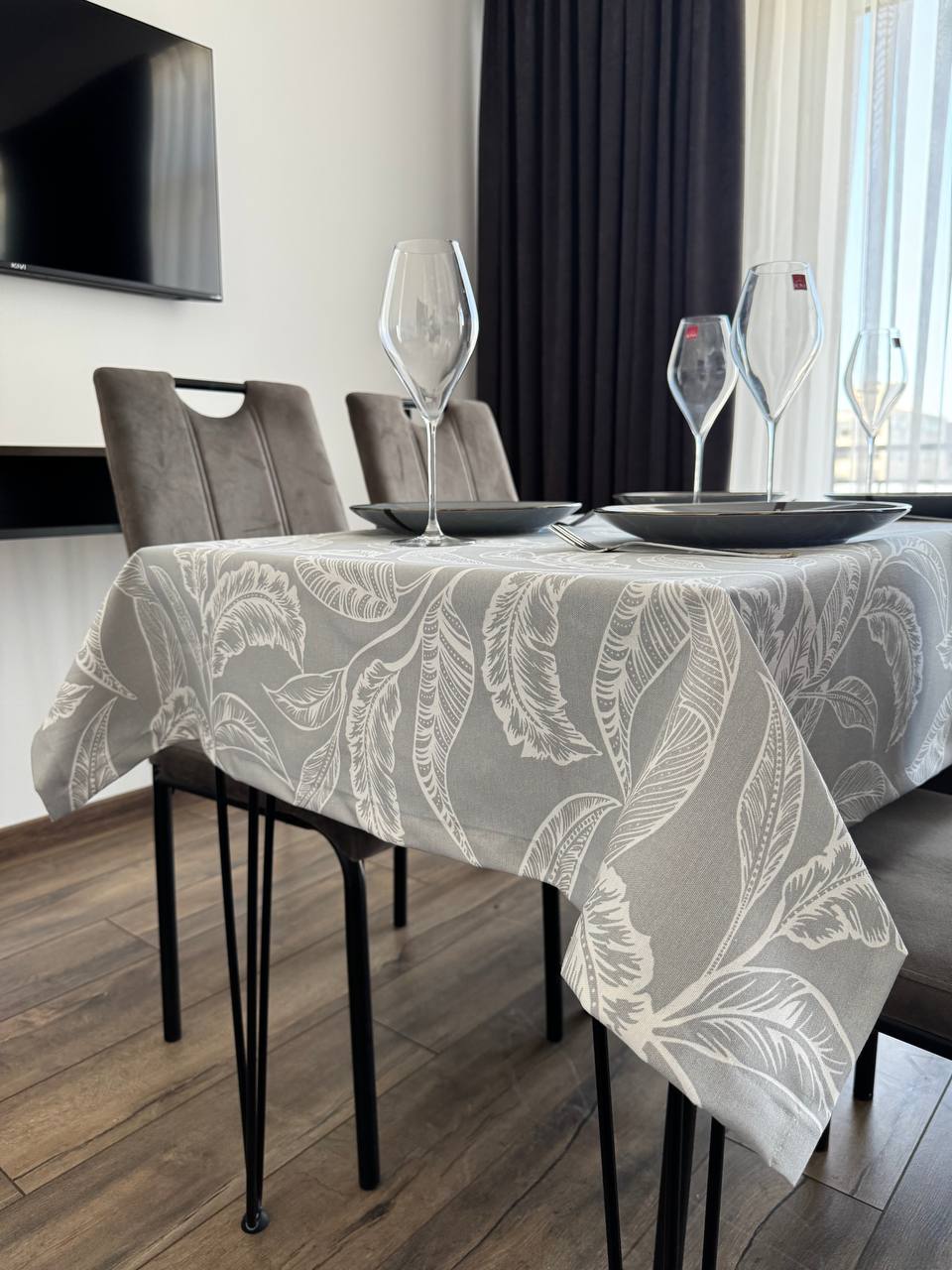 Linen waterproof tablecloth with Teflon, Geometry collection,  luxury quality (custom or standard size)