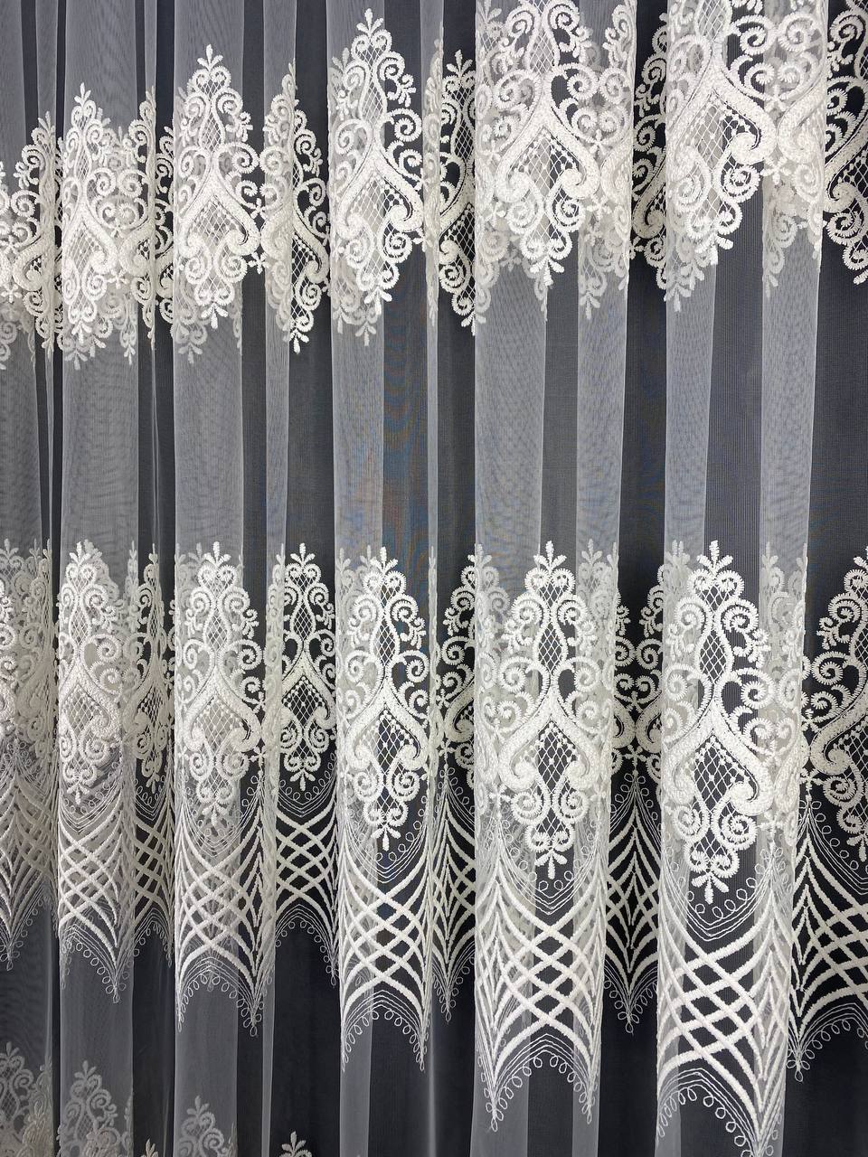 Sheer curtain with beautiful embroidery, milk color