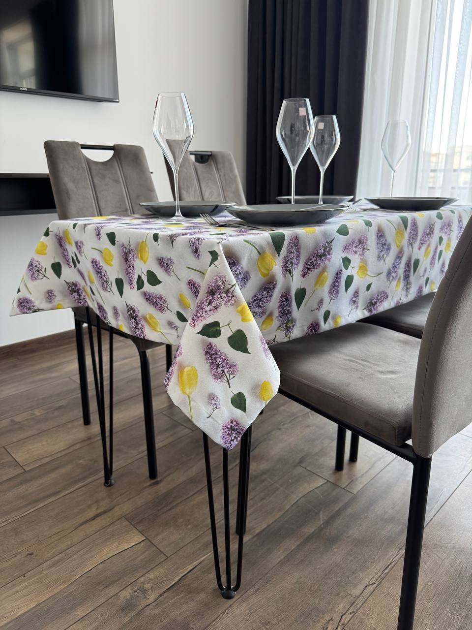 Linen waterproof tablecloth with Teflon, Geometry collection,  luxury quality (custom or standard size)