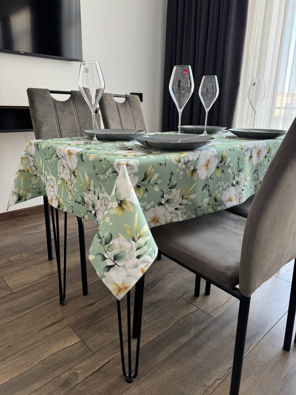 Linen waterproof tablecloth with Teflon, Geometry collection,  luxury quality (custom or standard size)