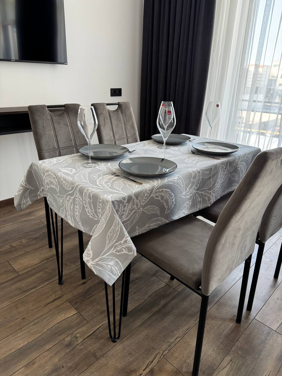 Linen waterproof tablecloth with Teflon, Geometry collection,  luxury quality (custom or standard size)