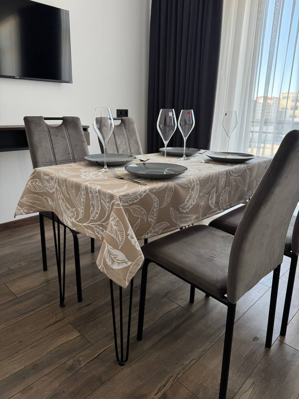 Linen waterproof tablecloth with Teflon, Geometry collection,  luxury quality (custom or standard size)