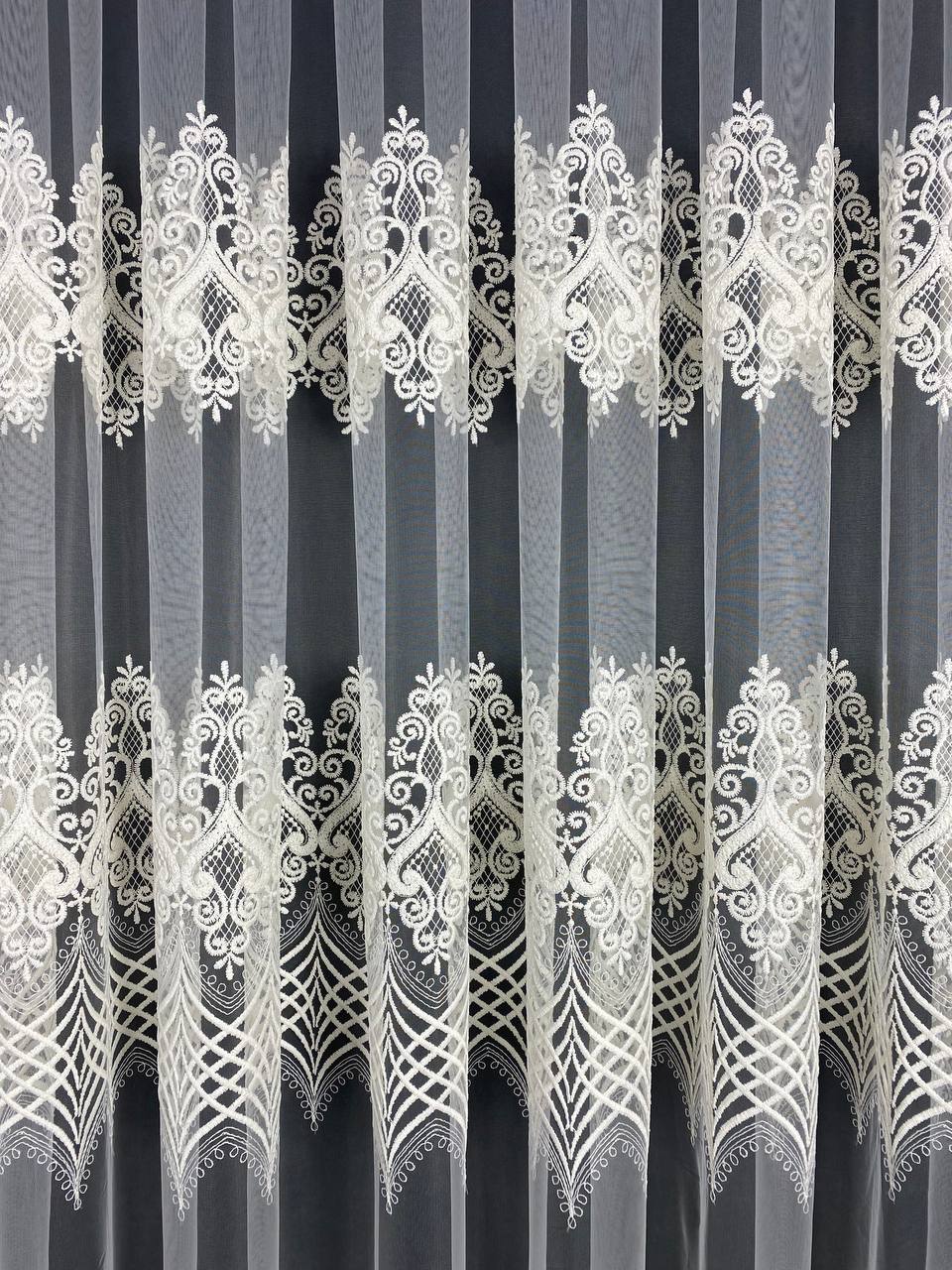 Sheer curtain with beautiful embroidery, milk color