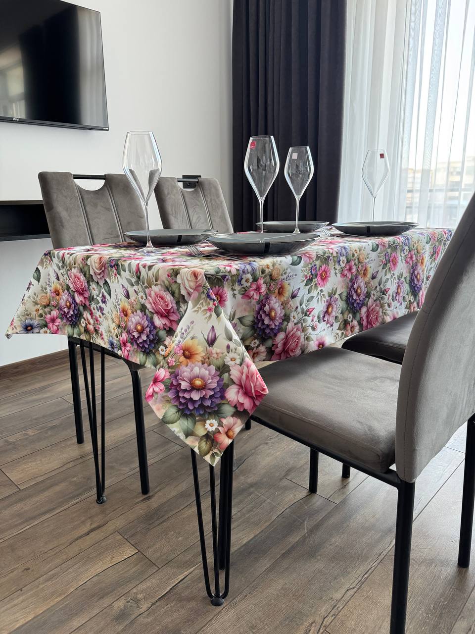 Linen waterproof tablecloth with Teflon, Geometry collection,  luxury quality (custom or standard size)