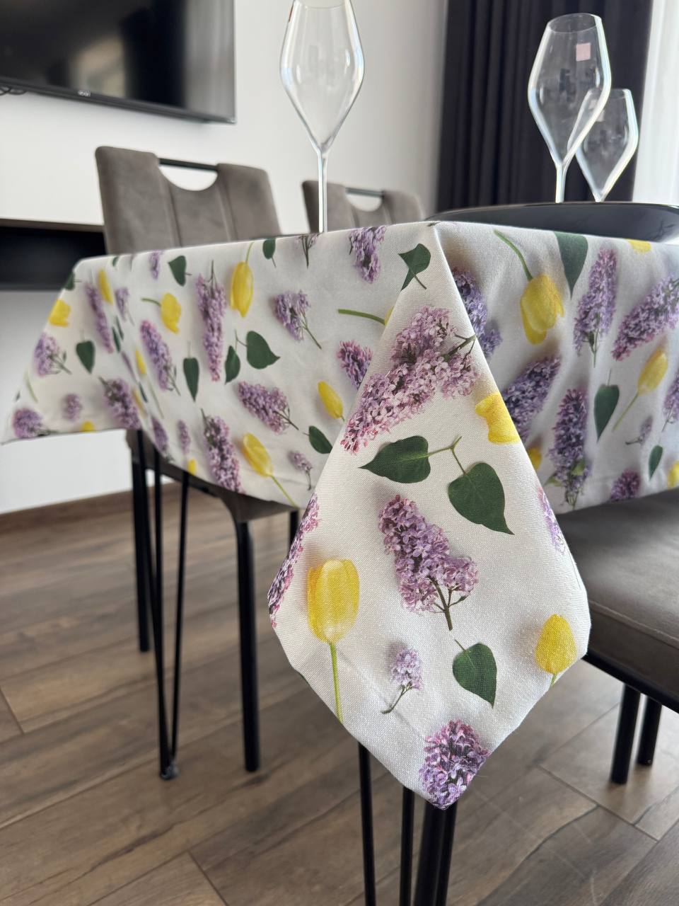Linen waterproof tablecloth with Teflon, Geometry collection,  luxury quality (custom or standard size)