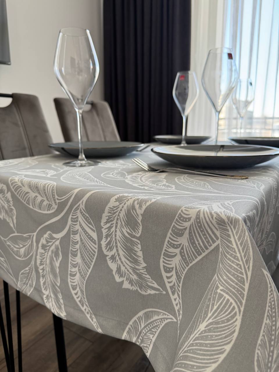 Linen waterproof tablecloth with Teflon, Geometry collection,  luxury quality (custom or standard size)