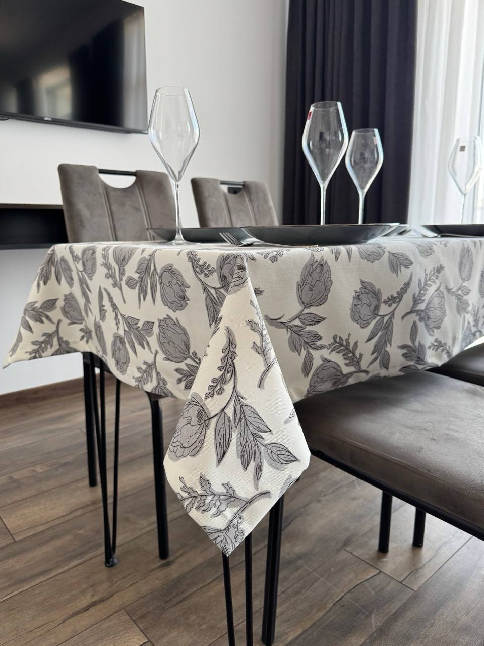 Linen waterproof tablecloth with Teflon, Geometry collection,  luxury quality (custom or standard size)