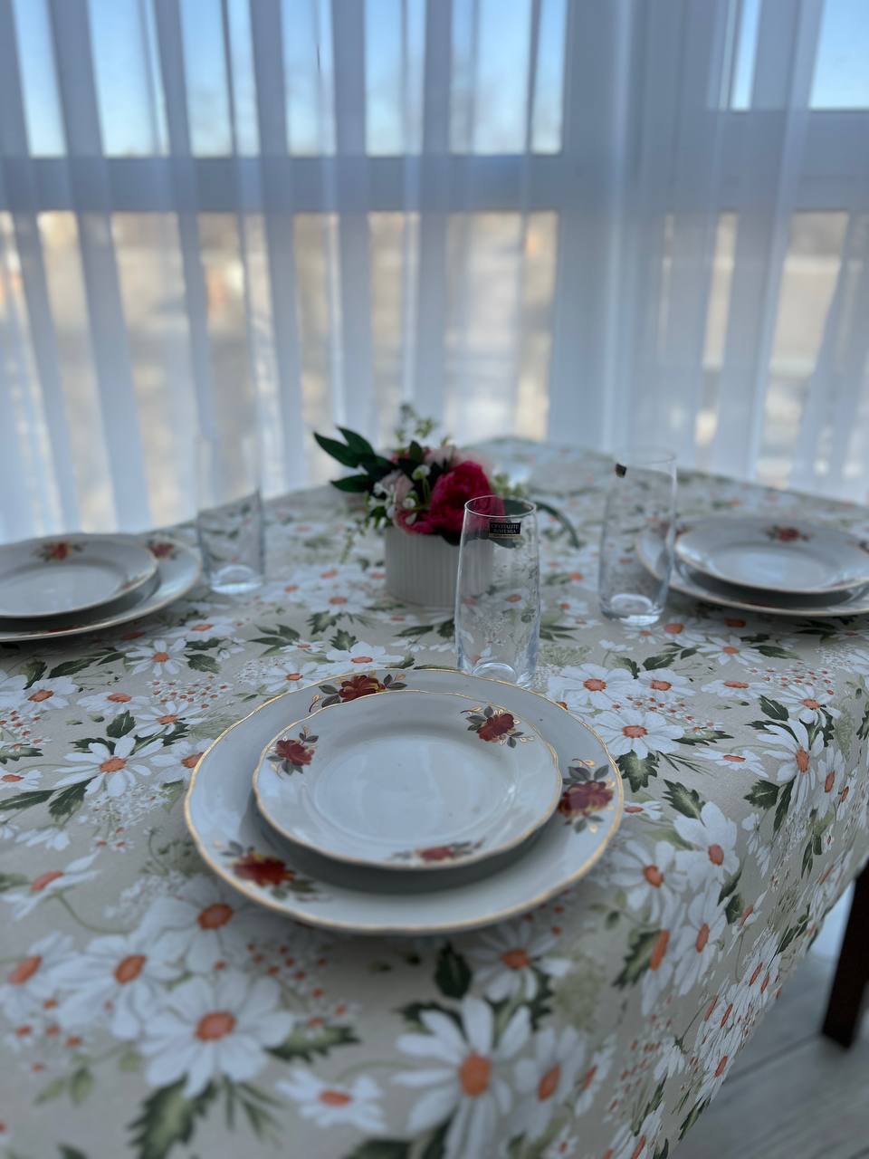Linen waterproof tablecloth with Teflon, Geometry collection,  luxury quality (custom or standard size)