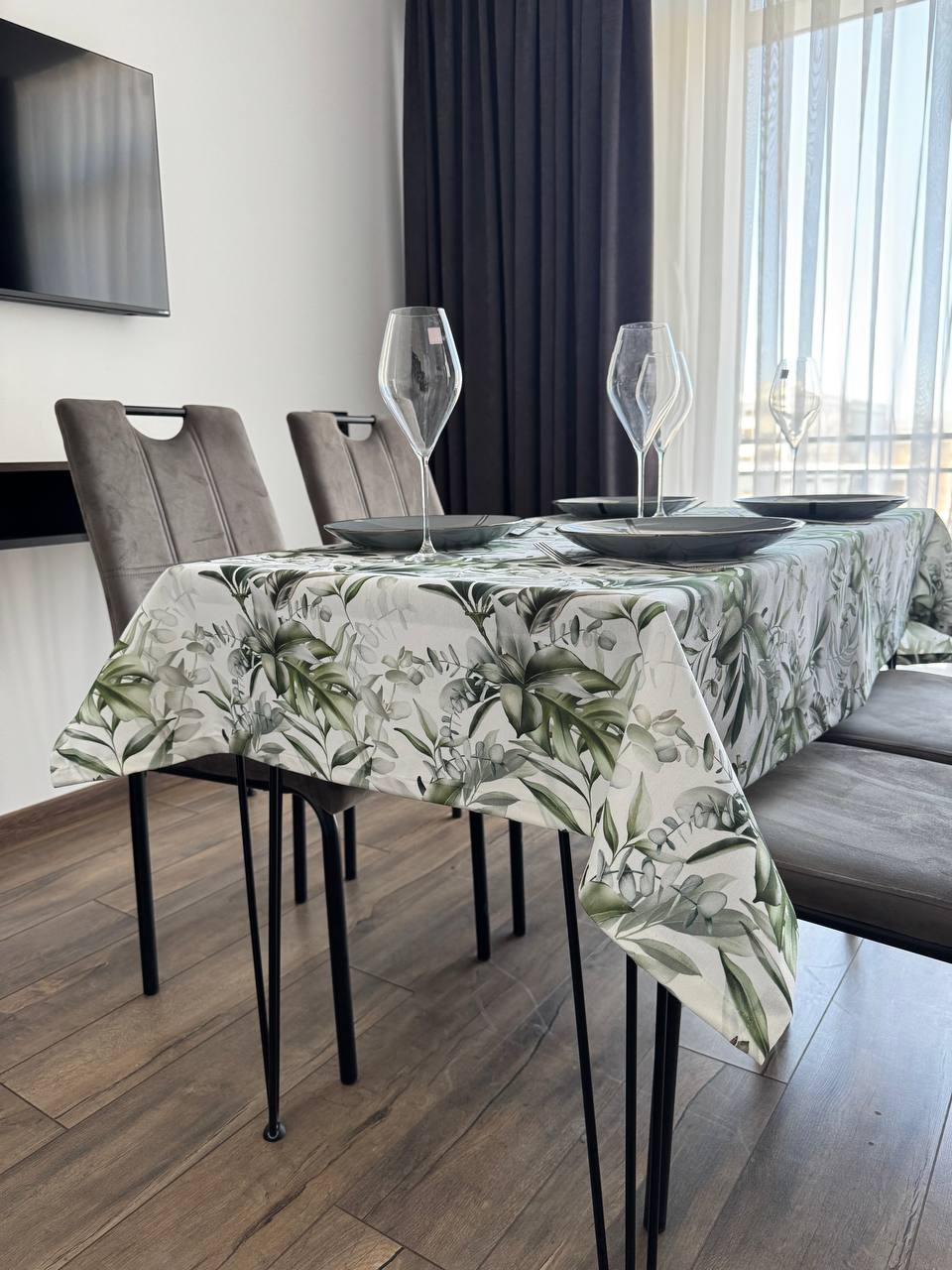 Linen waterproof tablecloth with Teflon, Geometry collection,  luxury quality (custom or standard size)