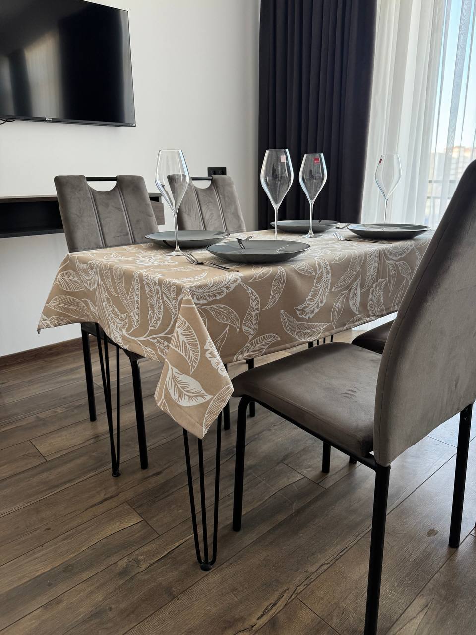 Linen waterproof tablecloth with Teflon, Geometry collection,  luxury quality (custom or standard size)